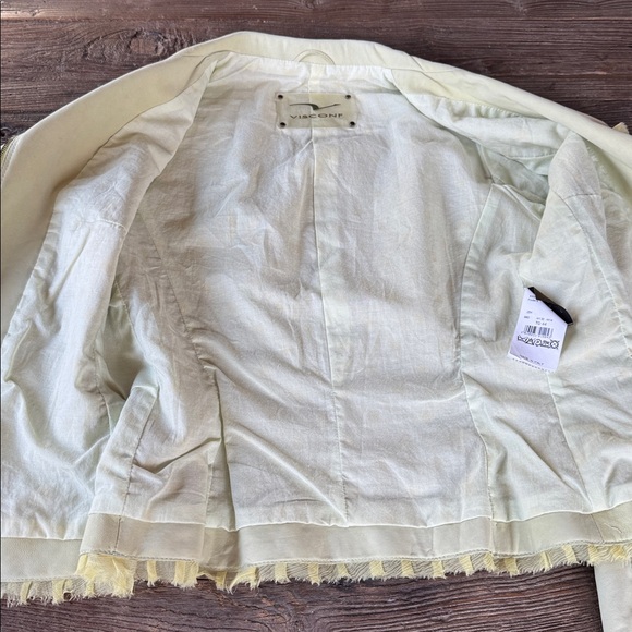 Visconf Italian leather moto jacket silk trim soft sage green EUC size M - Picture 11 of 16